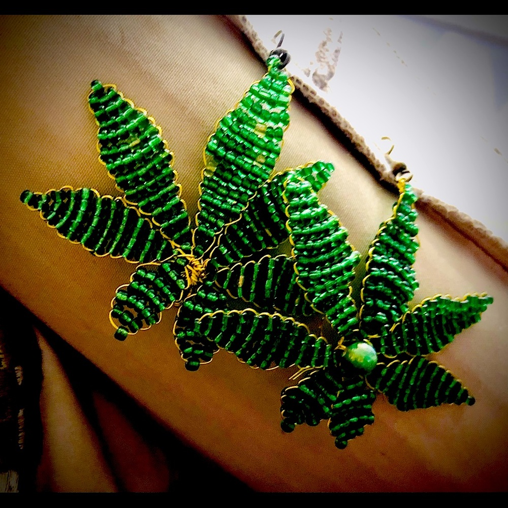 Handmade pot leaf earrings